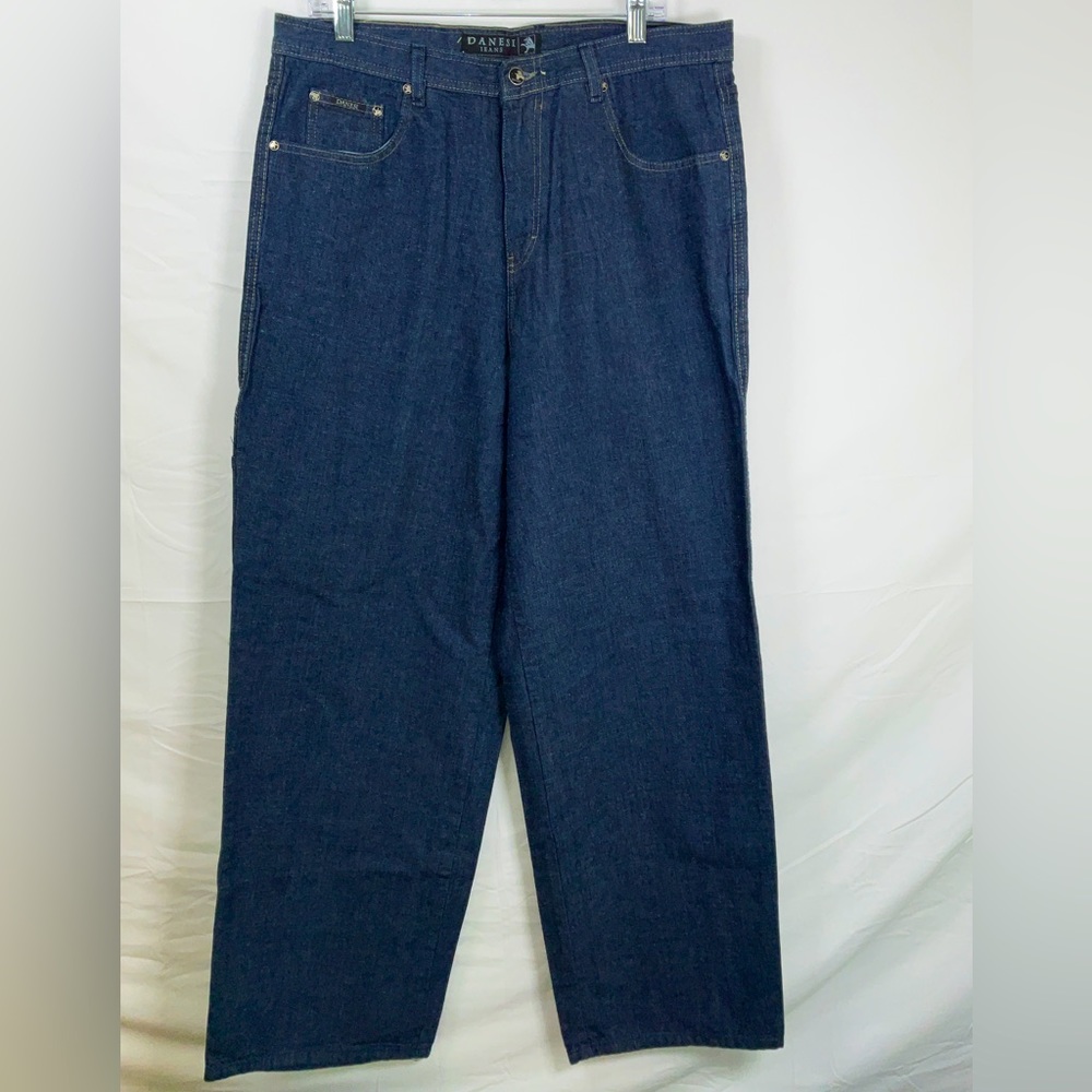 NWT Men’s Danesi Blue Denim Carpenter Baggy Loose Fit Jeans 36 x‎ 32